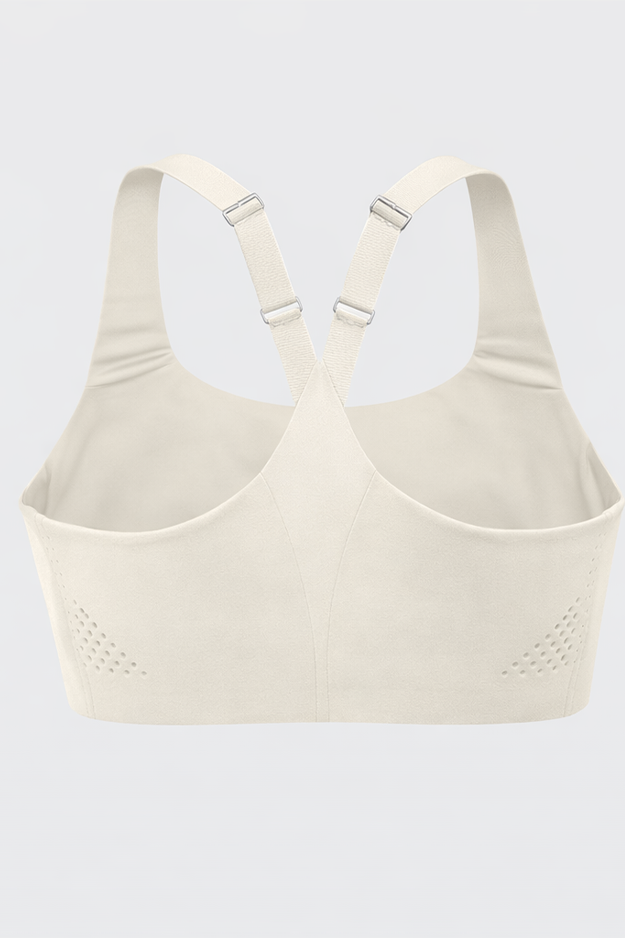 Beige sports bra on a light gray background