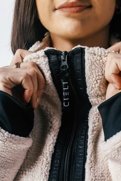 Zipper close up on Tina Teddy Jacket