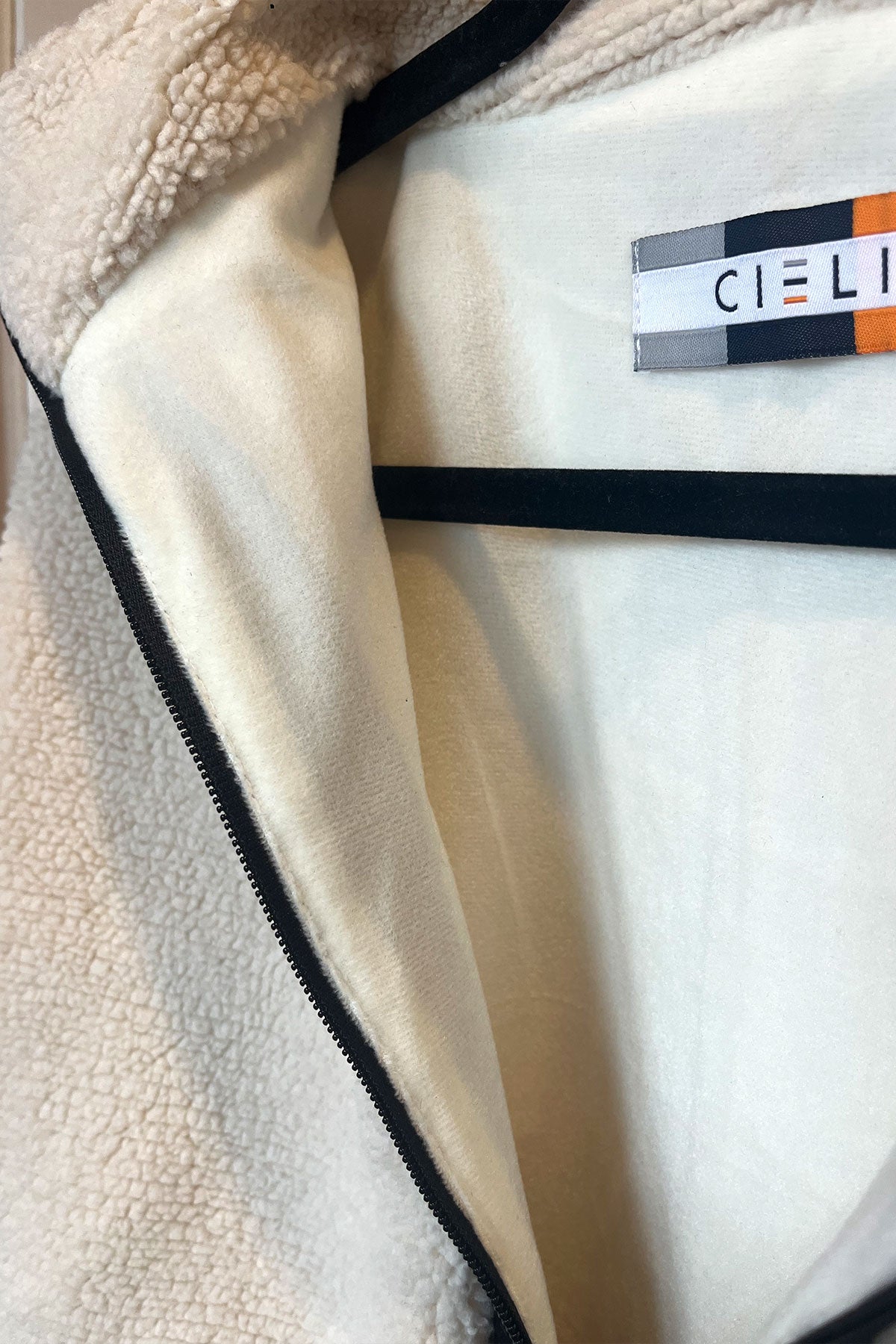 Close up of lining of Tina Teddy Fleece Jacket